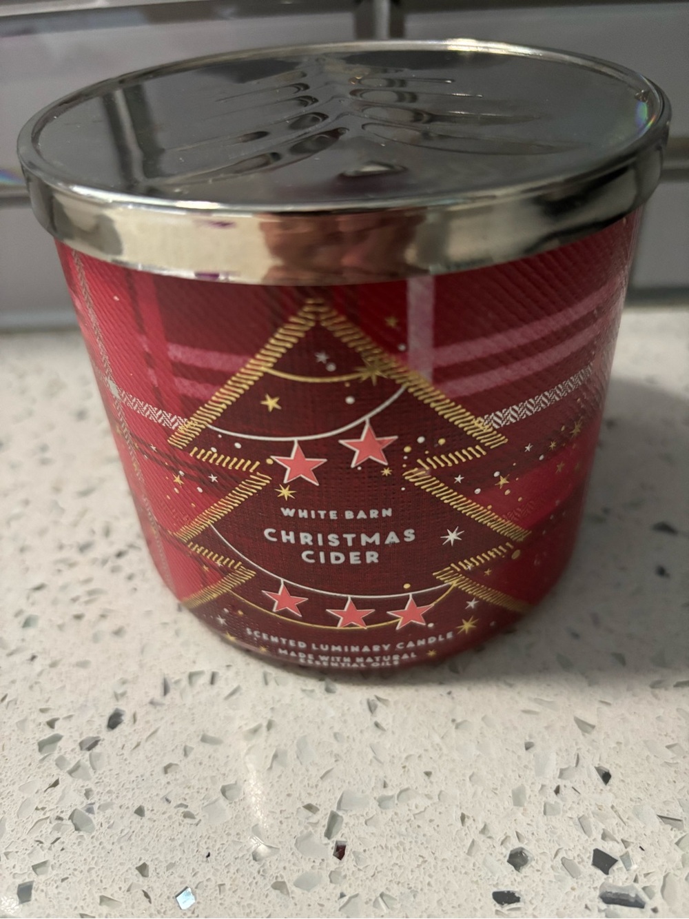 White Barn Red & Gold Christmas Cider Luminary Candle